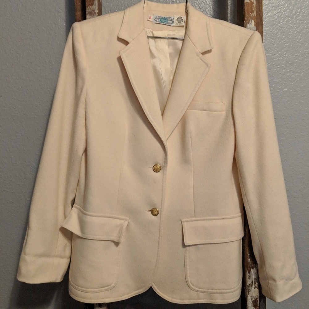 Vintage 100% Wool Cream Oversized Blazer